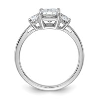 14K White Gold 2 Carat Certified Lab Grown Diamond VS+ F+ Radiant and Half Moon Complete Three Stone Engagement Ring view 2