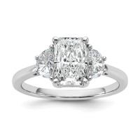 14K White Gold 2 Carat Certified Lab Grown Diamond VS+ F+ Radiant and Half Moon Complete Three Stone Engagement Ring view 1