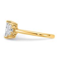 14K Yellow Gold 2 Carat Certified Lab Grown Diamond VS+ F+ Radiant and Half Moon Complete Three Stone Engagement Ring view 3