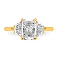14K Yellow Gold 2 Carat Certified Lab Grown Diamond VS+ F+ Radiant and Half Moon Complete Three Stone Engagement Ring view 4