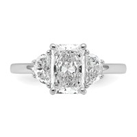 14K White Gold 0.50 Carat Lab Grown Diamond VS SI+ G+ Half Moon 1.50 Carat Radiant Center Semi Mount Engagement Ring view 4