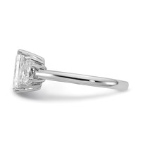 14K White Gold 2.50 Carat Certified Lab Grown Diamond VS SI+ G+ Radiant and Half Moon Complete Three Stone Engagement Ring view 3
