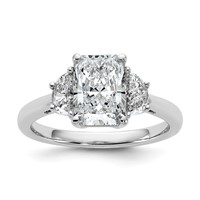 14K White Gold 2.50 Carat Certified Lab Grown Diamond VS SI+ G+ Radiant and Half Moon Complete Three Stone Engagement Ring view 1