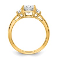 14K Yellow Gold 2.50 Carat Certified Lab Grown Diamond VS+ F+ Radiant and Half Moon Complete Three Stone Engagement Ring view 2