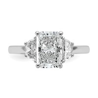 14K White Gold 0.50 Carat Lab Grown Diamond VS SI+ G+ Half Moon 2 Carat Radiant Center Semi Mount Engagement Ring view 4