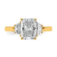 14K Yellow Gold 0.50 Carat Lab Grown Diamond VS+ F+ Half Moon 2 Carat Radiant Center Semi Mount Engagement Ring view 4