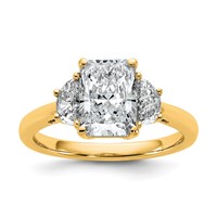 14K Yellow Gold 0.50 Carat Lab Grown Diamond VS+ F+ Half Moon 2 Carat Radiant Center Semi Mount Engagement Ring view 1