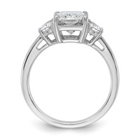 14K White Gold 3.12 Carat Certified Lab Grown Diamond VS SI+ G+ Radiant and Half Moon Complete Three Stone Engagement Ring view 2