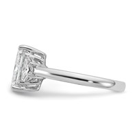 14K White Gold 3.12 Carat Certified Lab Grown Diamond VS SI+ G+ Radiant and Half Moon Complete Three Stone Engagement Ring view 3
