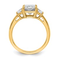 14K Yellow Gold 3.12 Carat Certified Lab Grown Diamond VS SI+ G+ Radiant and Half Moon Complete Three Stone Engagement Ring view 2