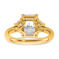 14K Yellow Gold 3.12 Carat Certified Lab Grown Diamond VS SI+ G+ Radiant and Half Moon Complete Three Stone Engagement Ring view 5
