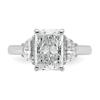 14K White Gold 0.62 Carat Lab Grown Diamond VS SI+ G+ Half Moon 2.50 Carat Radiant Center Semi Mount Engagement Ring view 4