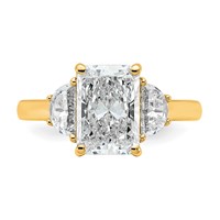 14K Yellow Gold 0.62 Carat Lab Grown Diamond VS SI+ G+ Half Moon 2.50 Carat Radiant Center Semi Mount Engagement Ring view 4