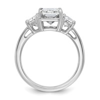 14K White Gold 4 Carat Certified Lab Grown Diamond VS+ F+ Radiant and Half Moon Complete Three Stone Engagement Ring view 2
