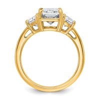 14K Yellow Gold 4 Carat Certified Lab Grown Diamond VS SI+ G+ Radiant and Half Moon Complete Three Stone Engagement Ring view 2