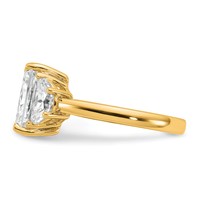 14K Yellow Gold 4 Carat Certified Lab Grown Diamond VS SI+ G+ Radiant and Half Moon Complete Three Stone Engagement Ring view 3