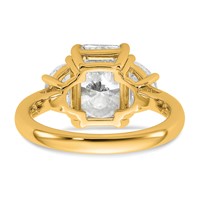 14K Yellow Gold 4 Carat Certified Lab Grown Diamond VS SI+ G+ Radiant and Half Moon Complete Three Stone Engagement Ring view 5