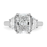 14K White Gold 1 Carat Lab Grown Diamond VS SI+ G+ Half Moon 3 Carat Radiant Center Semi Mount Engagement Ring view 4