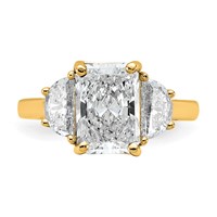 14K Yellow Gold 1 Carat Lab Grown Diamond VS+ F+ Half Moon 3 Carat Radiant Center Semi Mount Engagement Ring view 4