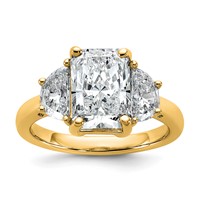 14K Yellow Gold 1 Carat Lab Grown Diamond VS+ F+ Half Moon 3 Carat Radiant Center Semi Mount Engagement Ring view 1