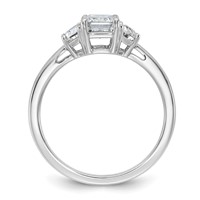 14K White Gold 1.38 Carat Certified Lab Grown Diamond VS SI+ G+ Complete Emerald and Half Moon Three Stone Engagement Ring view 2
