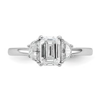 14K White Gold 1.38 Carat Certified Lab Grown Diamond VS SI+ G+ Complete Emerald and Half Moon Three Stone Engagement Ring view 4