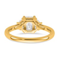14K Yellow Gold 1.38 Carat Certified Lab Grown Diamond VS SI+ G+ Complete Emerald and Half Moon Three Stone Engagement Ring view 5