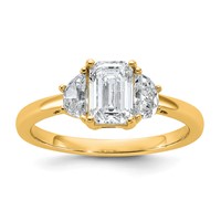 14K Yellow Gold 1.38 Carat Certified Lab Grown Diamond VS SI+ G+ Complete Emerald and Half Moon Three Stone Engagement Ring view 1