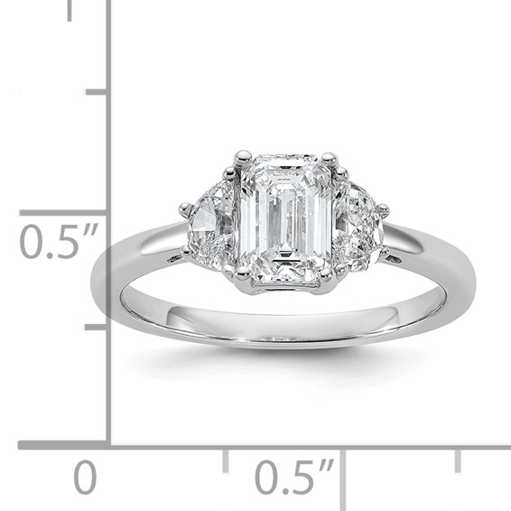 Gold Diamond Emerald and Half-moon 3-Stone Bridal Rings