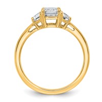 14K Yellow Gold 0.38 Carat Lab Grown Diamond VS SI+ G+ Semi Mount Emerald and Half Moon Three Stone Engagement Ring view 2