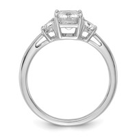 14K White Gold 2 Carat Certified Lab Grown Diamond VS SI+ G+ Complete Emerald and Half Moon Three Stone Engagement Ring view 2