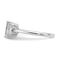 14K White Gold 2 Carat Certified Lab Grown Diamond VS SI+ G+ Complete Emerald and Half Moon Three Stone Engagement Ring view 3