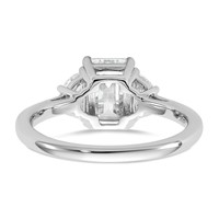 14K White Gold 2 Carat Certified Lab Grown Diamond VS SI+ G+ Complete Emerald and Half Moon Three Stone Engagement Ring view 5