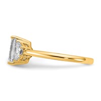 14K Yellow Gold 2 Carat Certified Lab Grown Diamond VS+ F+ Complete Emerald and Half Moon Three Stone Engagement Ring view 3