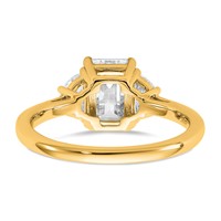 14K Yellow Gold 2 Carat Certified Lab Grown Diamond VS+ F+ Complete Emerald and Half Moon Three Stone Engagement Ring view 5
