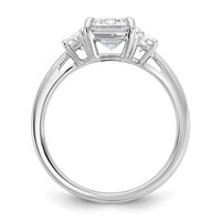 14K White Gold 0.50 Carat Lab Grown Diamond VS+ F+ Semi Mount Emerald and Half Moon Three Stone Engagement Ring view 2