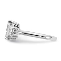 14K White Gold 0.50 Carat Lab Grown Diamond VS+ F+ Semi Mount Emerald and Half Moon Three Stone Engagement Ring view 5