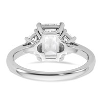 14K White Gold 0.50 Carat Lab Grown Diamond VS SI+ G+ Semi Mount Emerald and Half Moon Three Stone Engagement Ring view 5