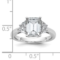 14K White Gold 0.50 Carat Lab Grown Diamond VS+ F+ Semi Mount Emerald and Half Moon Three Stone Engagement Ring view 3