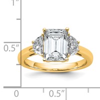 14K Yellow Gold 0.50 Carat Lab Grown Diamond VS SI+ G+ Semi Mount Emerald and Half Moon Three Stone Engagement Ring view 2