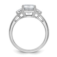 14K White Gold 3.12 Carat Certified Lab Grown Diamond VS SI+ G+ Complete Emerald and Half Moon Three Stone Engagement Ring view 2