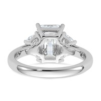 14K White Gold 3.12 Carat Certified Lab Grown Diamond VS SI+ G+ Complete Emerald and Half Moon Three Stone Engagement Ring view 5