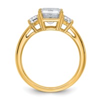 14K Yellow Gold 3.12 Carat Certified Lab Grown Diamond VS SI+ G+ Complete Emerald and Half Moon Three Stone Engagement Ring view 2