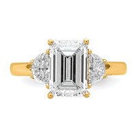 14K Yellow Gold 3.12 Carat Certified Lab Grown Diamond VS SI+ G+ Complete Emerald and Half Moon Three Stone Engagement Ring view 4