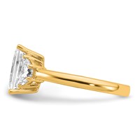 14K Yellow Gold 0.62 Carat Lab Grown Diamond VS SI+ G+ Semi Mount Emerald and Half Moon Three Stone Engagement Ring view 3