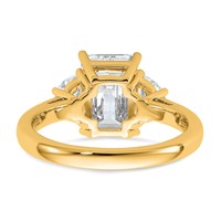 14K Yellow Gold 0.62 Carat Lab Grown Diamond VS SI+ G+ Semi Mount Emerald and Half Moon Three Stone Engagement Ring view 5
