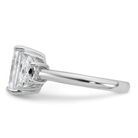 14K White Gold 4 Carat Certified Lab Grown Diamond VS SI+ G+ Complete Emerald and Half Moon Three Stone Engagement Ring view 3