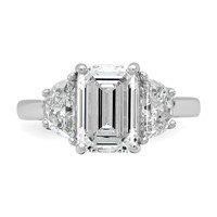 14K White Gold 4 Carat Certified Lab Grown Diamond VS SI+ G+ Complete Emerald and Half Moon Three Stone Engagement Ring view 4