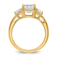 14K Yellow Gold 4 Carat Certified Lab Grown Diamond VS SI+ G+ Complete Emerald and Half Moon Three Stone Engagement Ring view 2