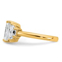 14K Yellow Gold 4 Carat Certified Lab Grown Diamond VS SI+ G+ Complete Emerald and Half Moon Three Stone Engagement Ring view 3